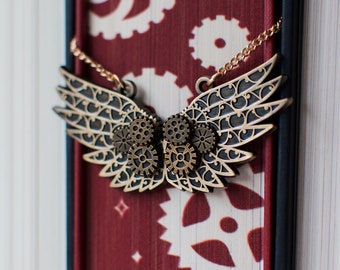 Clockwork Angel Wings Antique Metal Fidget Necklace