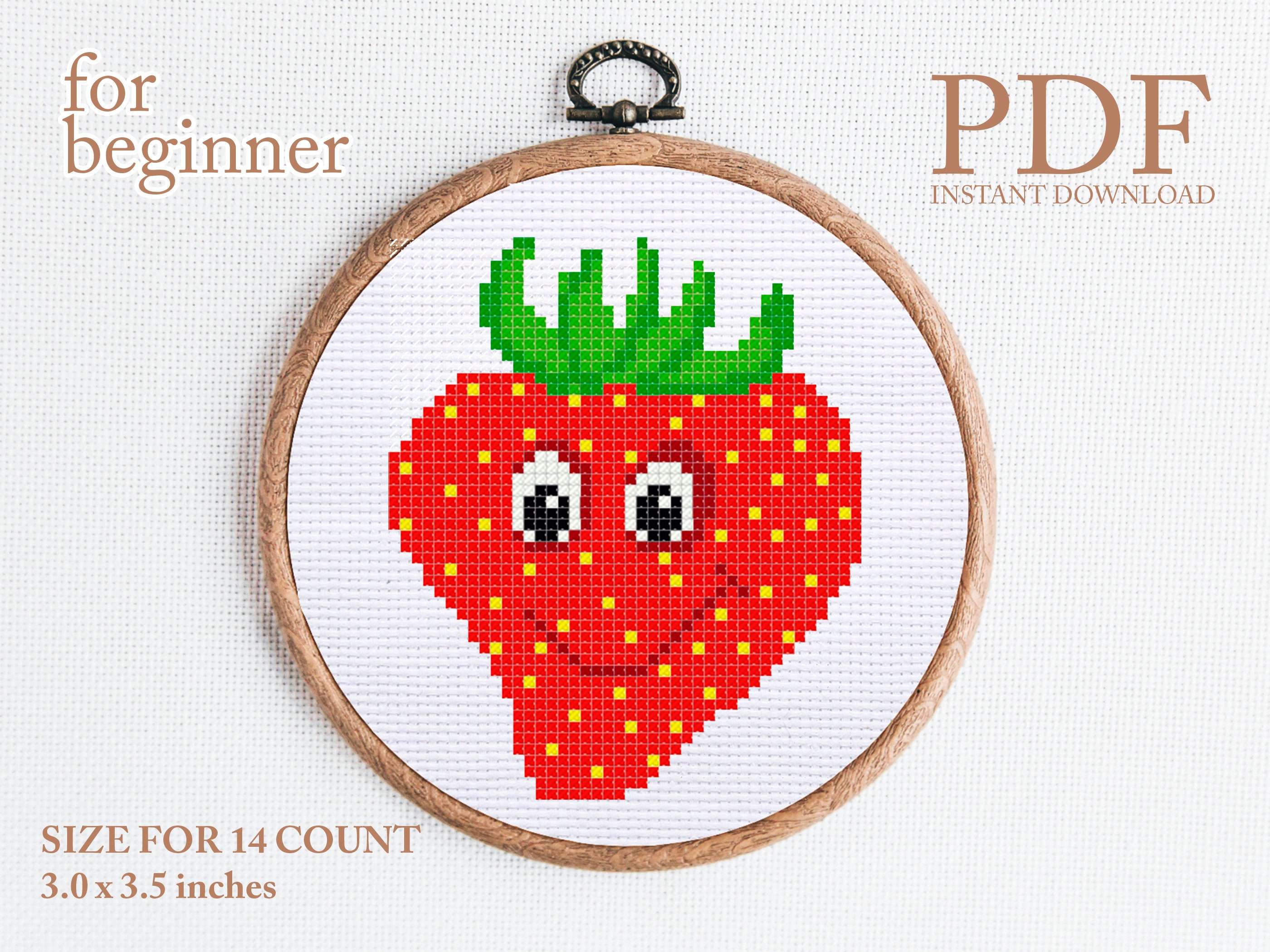 Strawberry cross stitch pattern modern PDF | Etsy