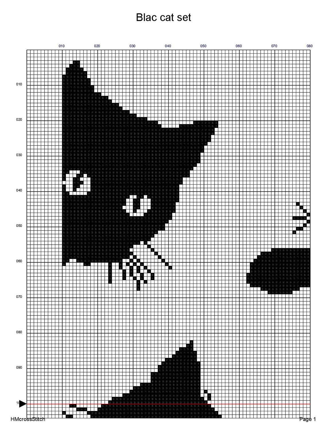 Black cat cross stitch modern pattern PDF black white Etsy