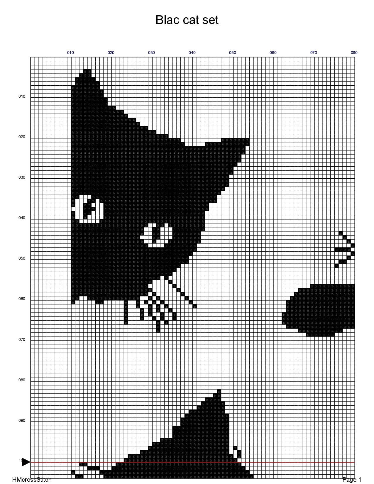 Black cat cross stitch modern pattern PDF black white | Etsy