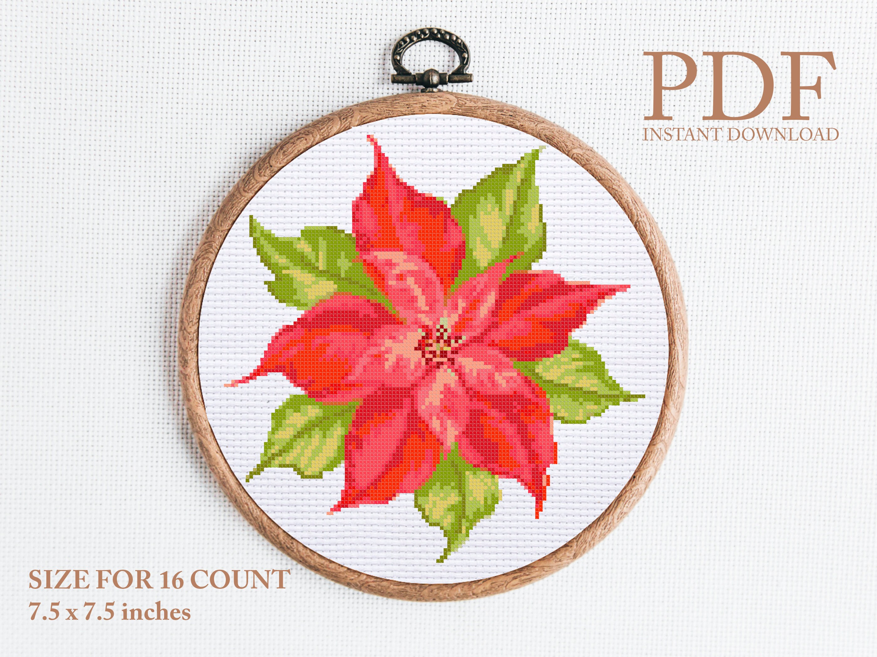 Pattern Pdf Christmas Cross Stitch Design Winter Cross Stitch Holly Holiday Cross Stitch Pinecone And Poinsettia Cross Stitch Pattern Needlepoint Craft Supplies Tools Shantived Com