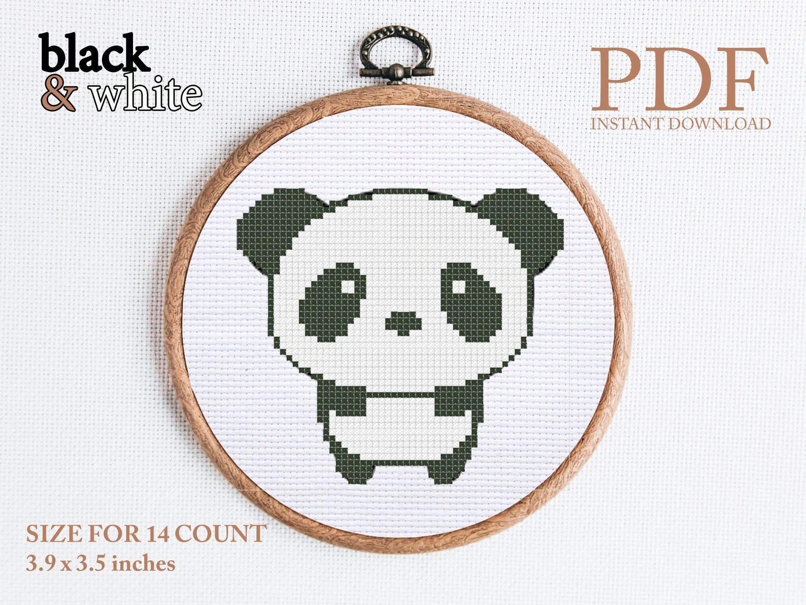 Panda Bear Modern Pattern Cross Stitch PDF Etsy