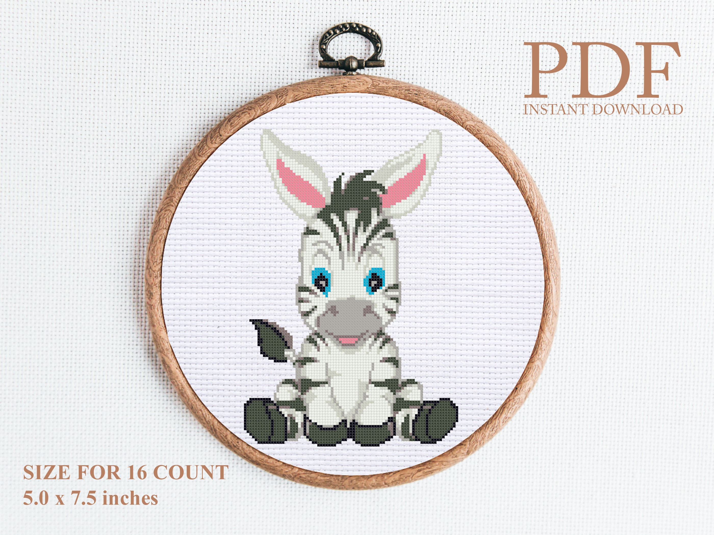 Zebra cross stitch pattern PDF modern | Etsy