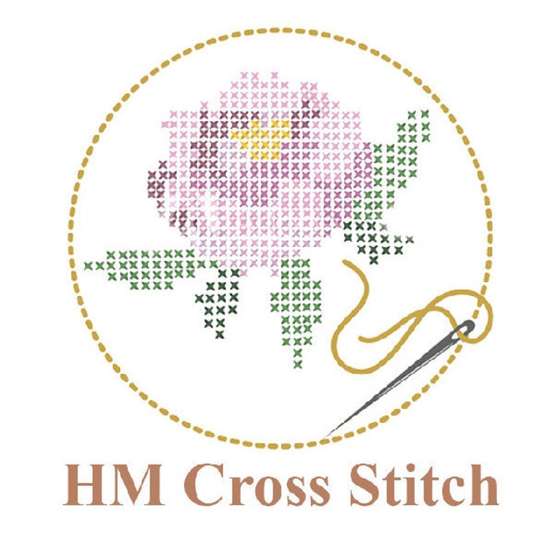 letter U Monogram cross stitch pattern Letter cross stitch pattern PDF monogram pansy