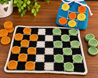 Crochet Checkers & Tic-Tac-Toe Crochet Pattern | Travel Games PDF