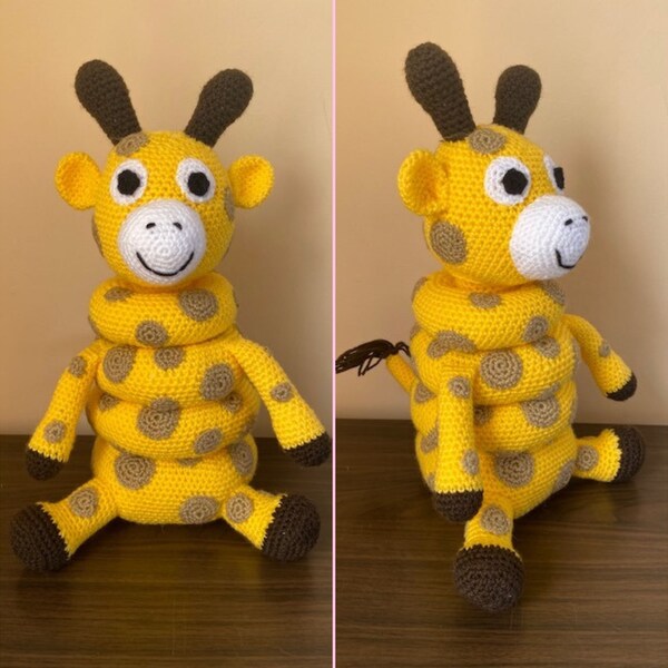 Handmade Crochet Ringstacker - Cute Rainbow Giraffe Stacking Toy main image 1