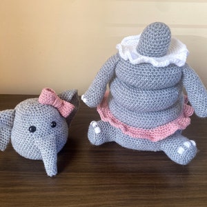 PDF Crochet Pattern | Elephant Ring Stacker | Ring Stacking Toy | Amigurumi Pattern | Ring Stacker | Organic Baby Toys | Stacking Toy |