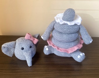 Elephant Ring Stacker | Ring Stacking Toy | Amigurumi Pattern | PDF Download