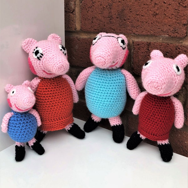 PDF Häkelanleitung | Peppa Wutz Häkelanleitungen | Amigurumi-Muster | Peppa Wutz | Häkelpuppen und Spielzeug | Gehäkelte Schweinefamilie | Inoffiziell