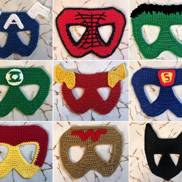 PDF Crochet Pattern | 9 Superhero Masks | Superhero Fancy Dress | Crochet Pattern | Amigurumi Patterns | Crochet Toys & Dolls | Unofficial |