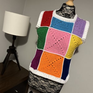 PDF Crochet Pattern | Granny Square Vest | Crochet Vest | Granny Squares | Crochet Clothes | Funky Clothes | Crochet Pattern | Vest