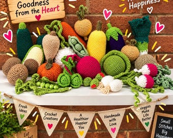 22 Häkelanleitungen für Gemüse | Spielzeuglebensmittel Amigurumi (PDF)