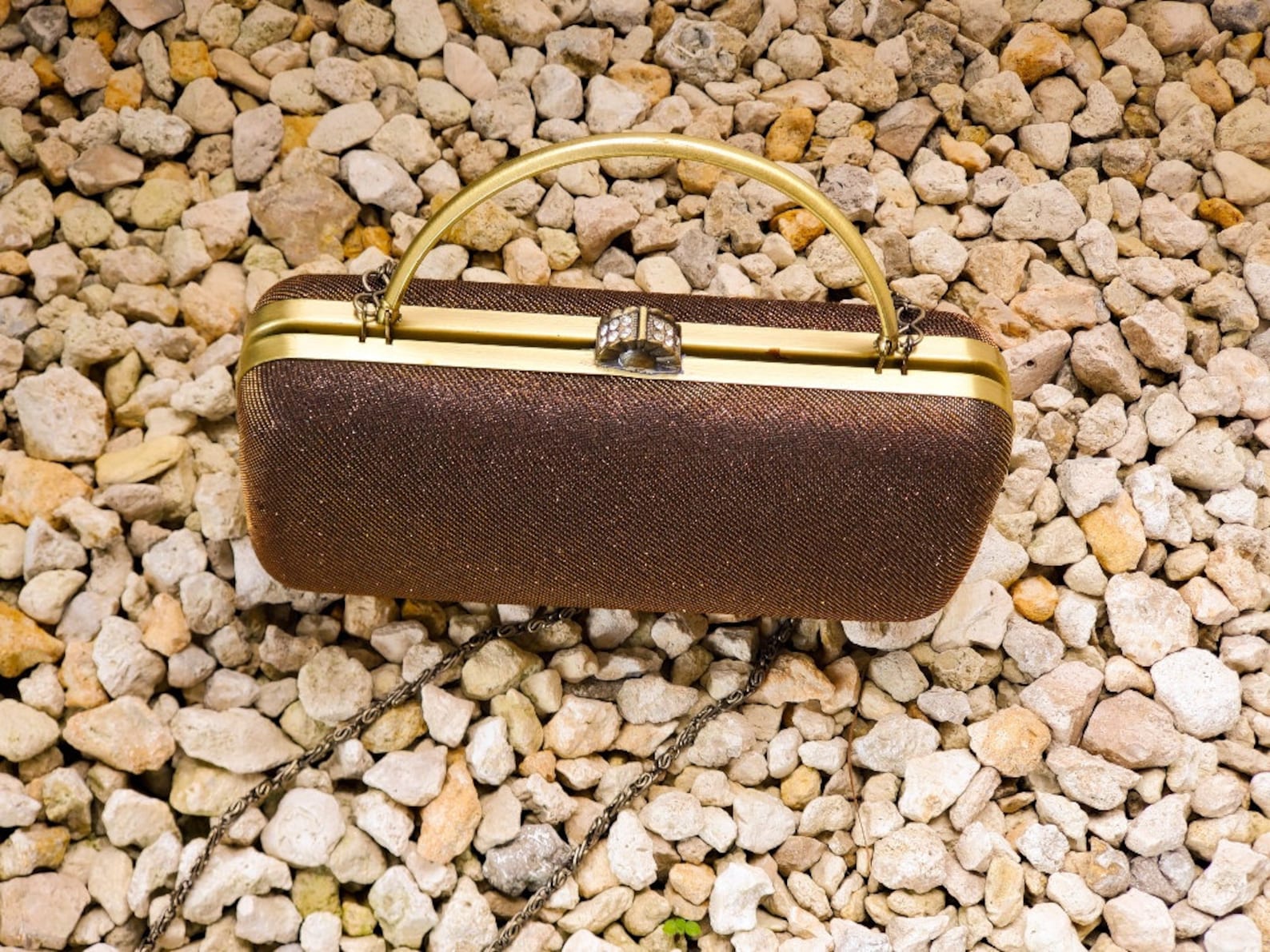 Sparkling Mesh Bronze Clutch Evening Bag Jessica Mcclintock Etsy Norway