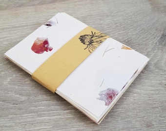 A7 Handmade Botanical Paper, Floral Deckle Edge Crafting Sheets