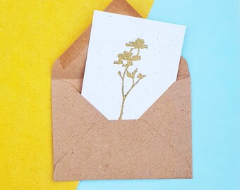 Botanical Floral post cards with 15 kraft envelopes 260 gsm, handmade product.