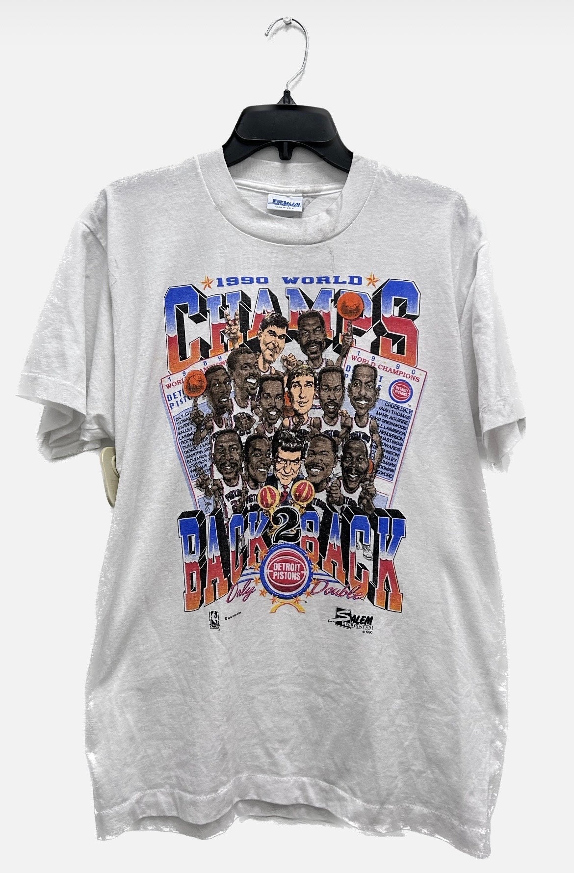 Vintage NBA Finals 1989 Isiah Thomas Magic Johnson T-Shirt LA Lakers  Pistons XL
