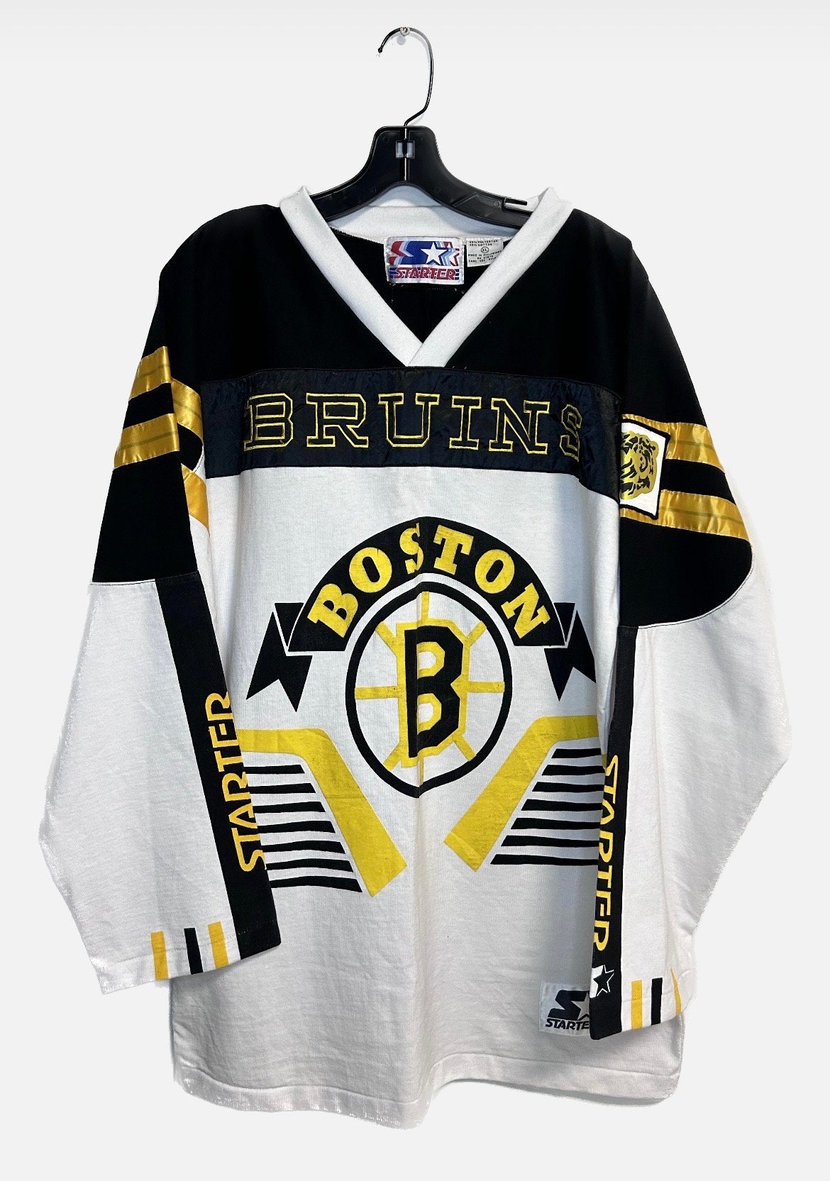 Vtg 90's NUTMEG Boston Bruins 49 Joe Juneau White NHL 