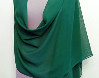 Châle vert bouteille en mousseline de soie, enveloppe de demoiselle d'honneur - 200 cm