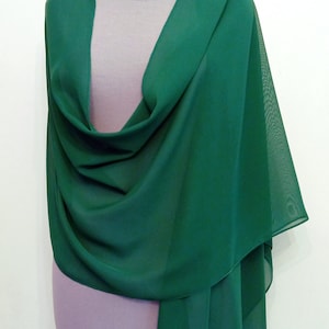 Long chiffon shawl. Bottle green wrap scarf. Wedding bolero. Shrugs for the bridesmaids. Scarf 200 cm Summer party