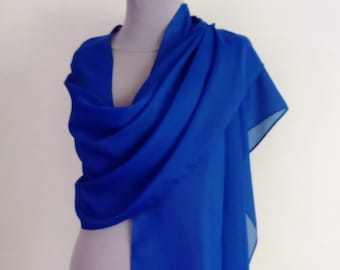 ChicBlue chiffon shawl cobalt blue shrug scarf Wedding evening bolero sape Shawl scarf 200cm Bridesmaid Mother of the bride