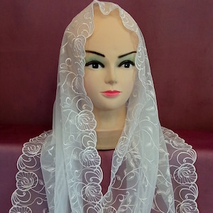 Church mantilla white lace Wedding veil Chapel veil mantilla Orthodox mantilla Catholic mantilla Mother&#39;s day gift