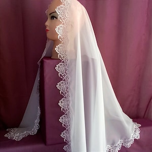 Large chiffon head veil Chapel veil Orthodox mantilla Catholic mantilla Latin mass Christmas gift Wedding veil