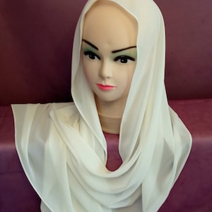 Church mantilla long Ivory chiffon scarf 2m Wedding veil Church veil Orthodox mantilla Catholic mantilla Latin mass Mother&#39;s day gift