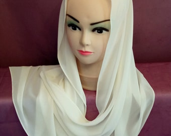 Church mantilla long Ivory chiffon scarf 2m Wedding veil Church veil Orthodox mantilla Catholic mantilla Latin mass Mother&#39;s day gift