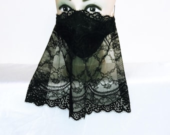 Embroidered veil face mask Belly dancer veil mask Face mask black  Gift idea for her