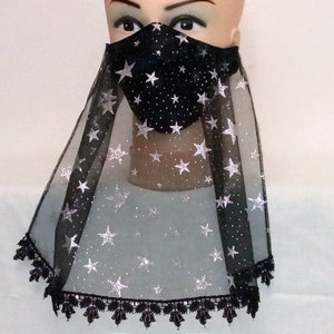 Star veil face mask Belly dancer mask Face mask black Halloween image 1