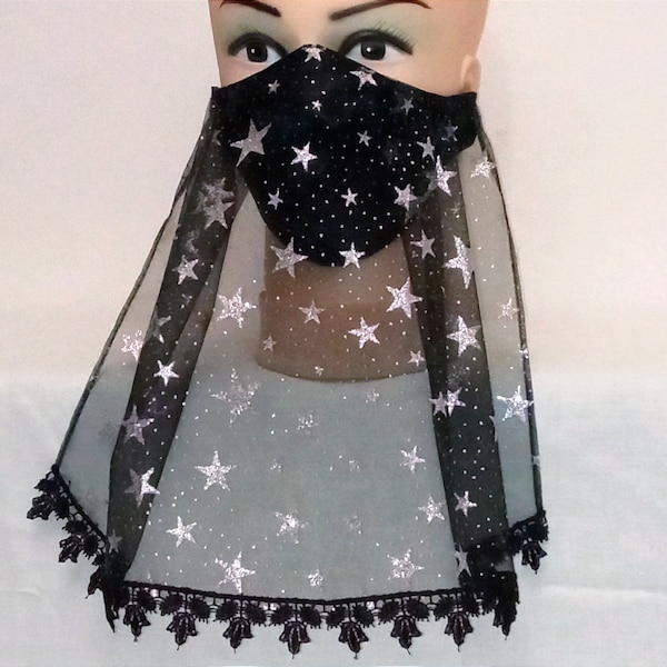 Star veil face mask Belly dancer mask Face mask black Halloween