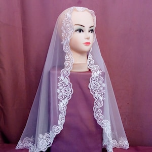 Lace head covering Chapel veil Orthodox mantilla Catholic mantilla Latin mass Mother's day gift Wedding veil