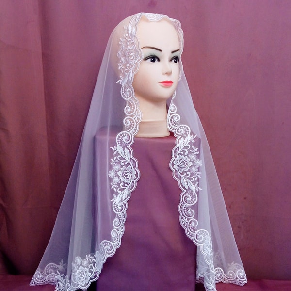 Lace head covering Chapel veil Orthodox mantilla Catholic mantilla Latin mass Mother's day gift Wedding veil