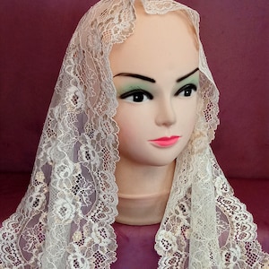 Kirche Mantilla Elfenbein Spitze Gold Hochzeit Schleier Kapelle Schleier Orthodinale Mantilla Katholische Mantilla Muttertagsgeschenk