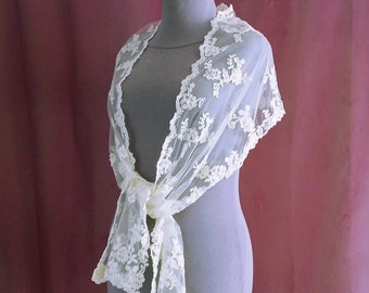 Wedding lace wrap scarf Ivory  bolero Lace shawl wrap Evening elegant cape for women  Bride shawl