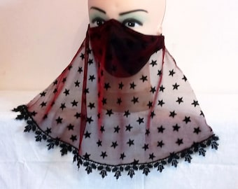 Star veil face mask Belly dancer mask Face mask black Halloween