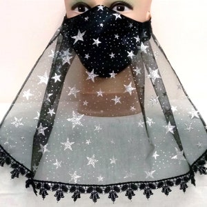 Star veil face mask Belly dancer mask Face mask black Halloween image 2