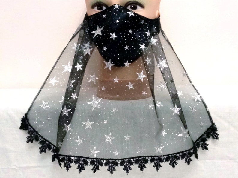 Star veil face mask Belly dancer mask Face mask black Halloween image 2