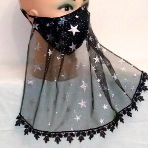 Star veil face mask Belly dancer mask Face mask black Halloween image 3