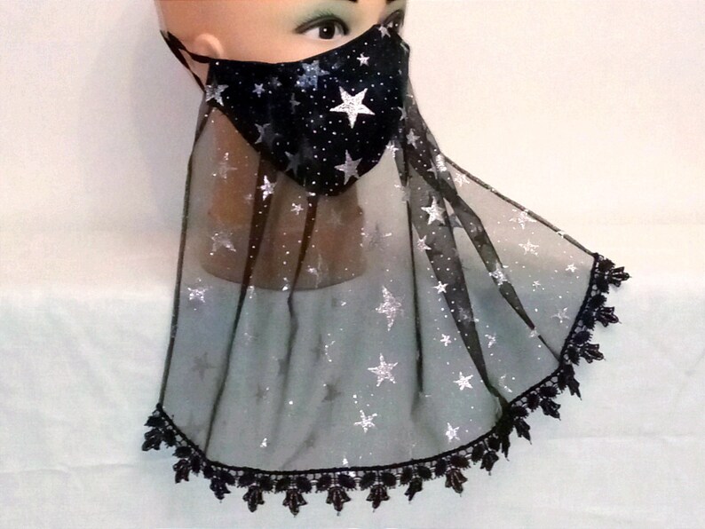 Star veil face mask Belly dancer mask Face mask black Halloween image 3