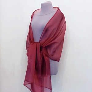 Gorgeous large organza shawl, Burgundy scarf, Wedding bolero, Wine red, Bordeos wrap shawl, Mother of the bride scarf, 220cm