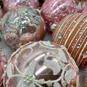 Christmas ornament set 50 pink assorted christmas glass balls handmade gift christmas tree decor vintage mercury glass tree ornament decor