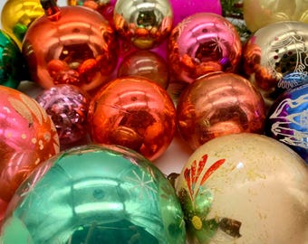 Vintage Christmas Ornaments – Set of 100 – Retro Glass Baubles Mix – USSR Style Holiday Decor – Antique Christmas Tree Decorations