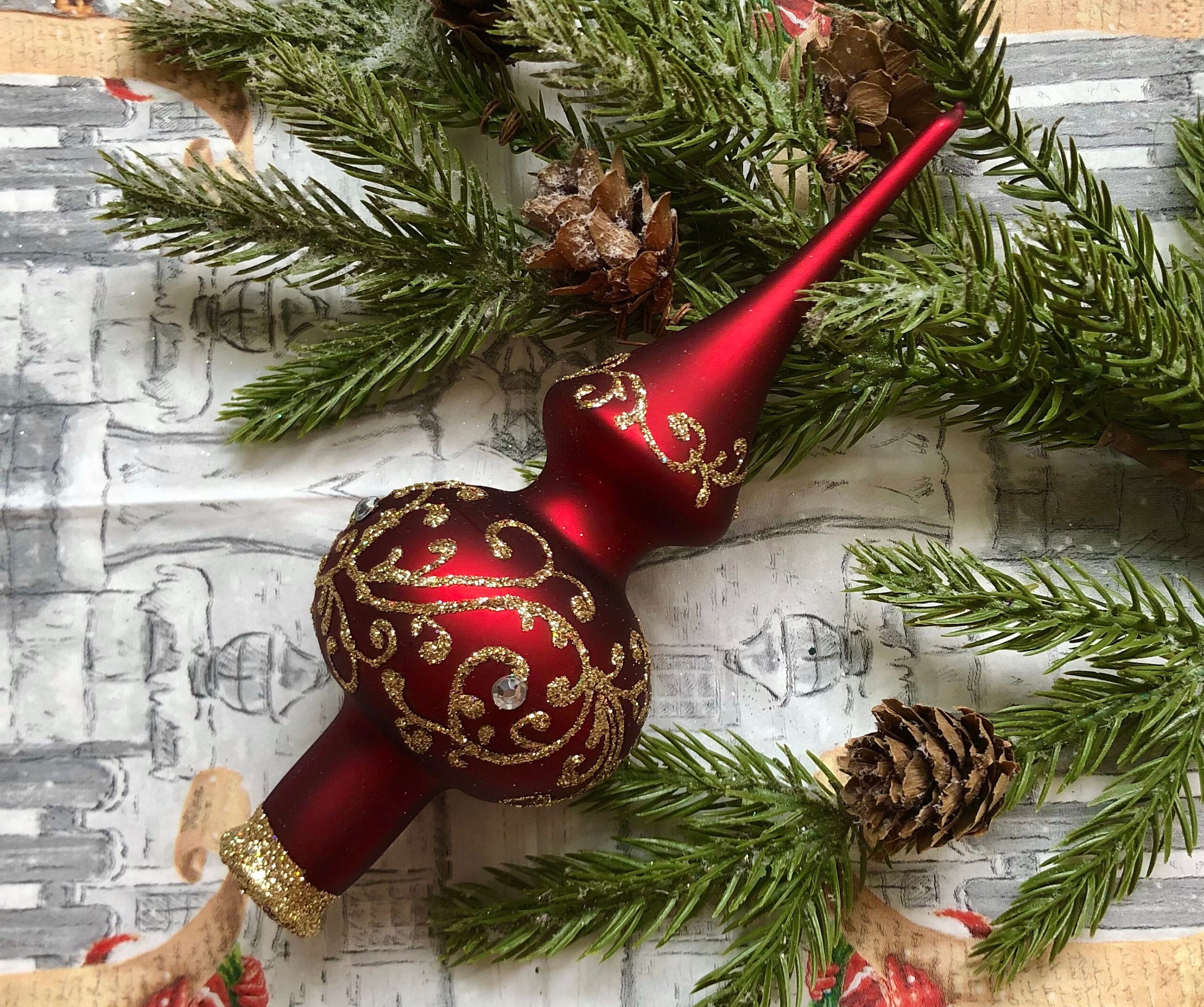 Grande Décoration De Sapin De Noël Rouge En Verre De 37 Cm (14,5 Pouces), Décoration De Décoration De Sapin Vintage, Décoration De Décoration De Sapin De Noël, Noël - France