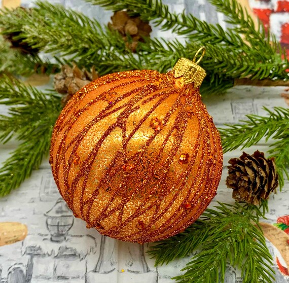 オレンジ色のクリスマスオーナメント – 手吹きガラスのオーナメント 8