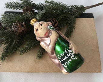 Monkey Christmas glass ornaments, Handmade Christmas ornaments, decoration Holiday, handpainted blown glass decor, winter holiday decor