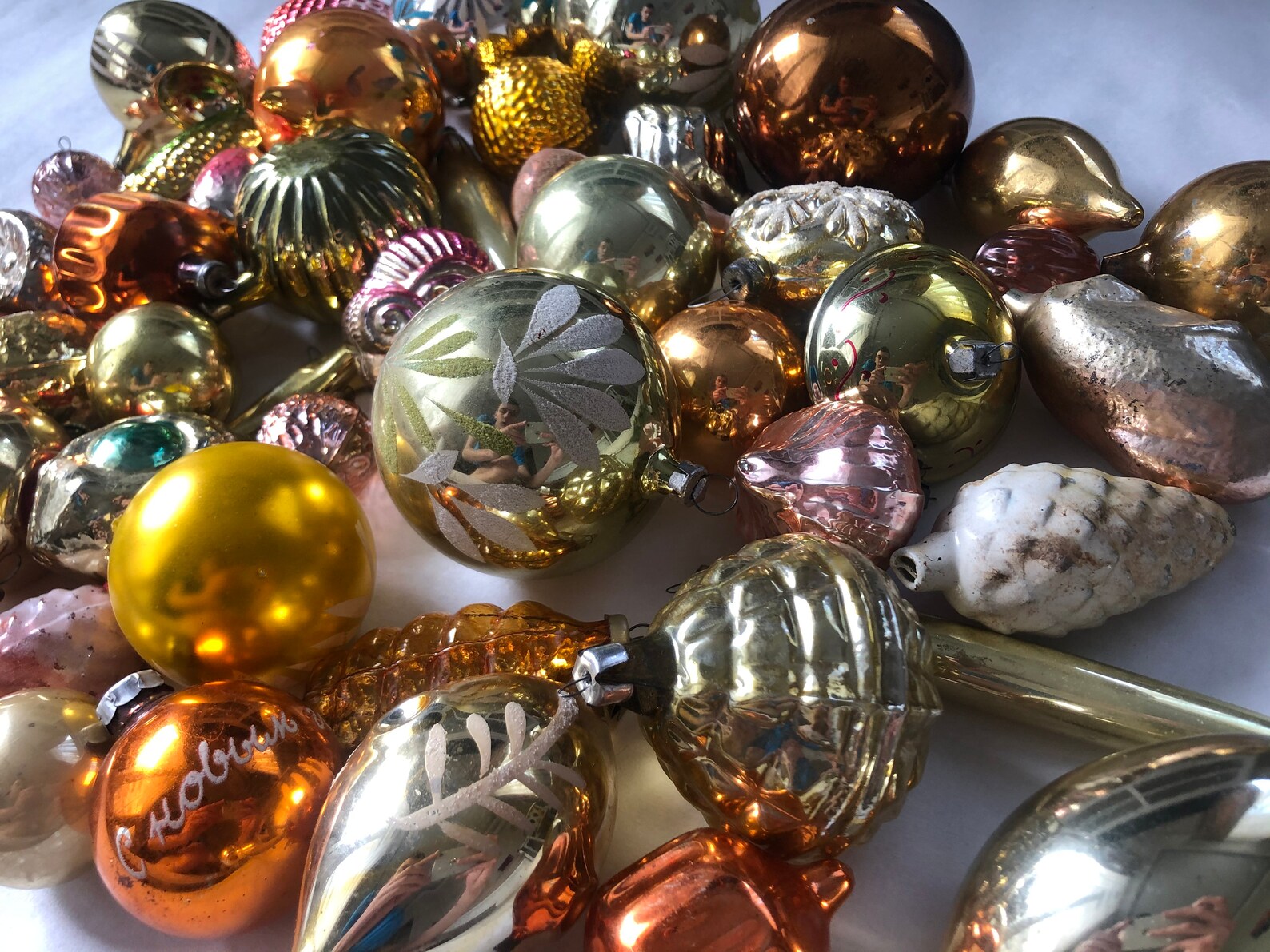 30 Assorted Gold Glass Ornaments Setchristmas Glass Etsy