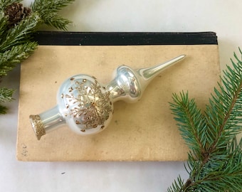 Small White Christmas glass tree topper,Christmas glass ornament,vintage tree topper Christmas tree ornaments ornament,Christmas tree topper