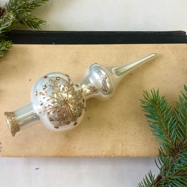Small White Christmas glass tree topper,Christmas glass ornament,vintage tree topper Christmas tree ornaments ornament,Christmas tree topper
