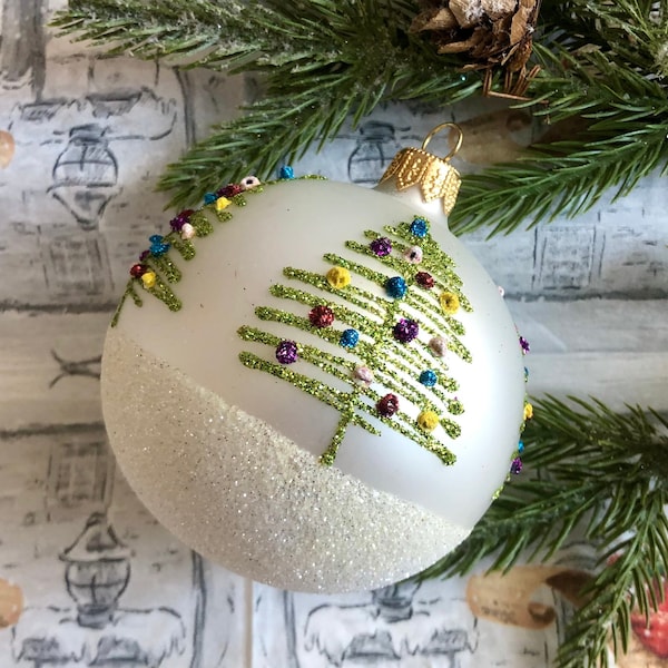 Christmas ornament, Christmas Tree Hand blown Glass Ball, Handmade Christmas glass ornaments, Xmas Ornament, Christmas glass ornament 2022